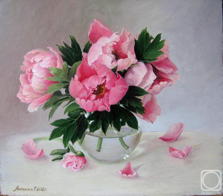 пионы в вазе - флора, пионы, цветы, натюрморт, букет - оригинал