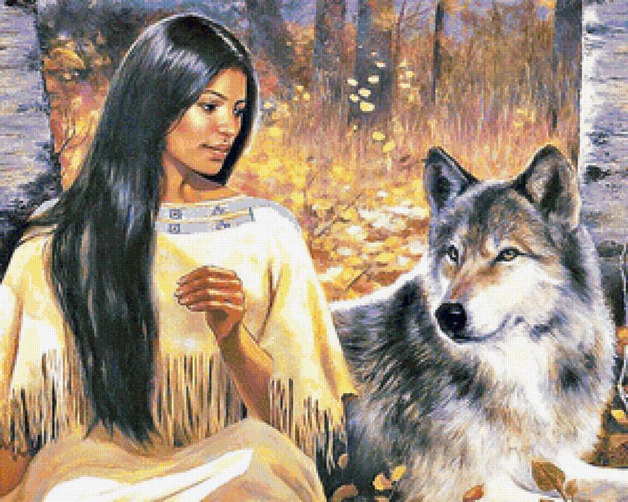 девушка с волком - девушка. волк. - предпросмотр