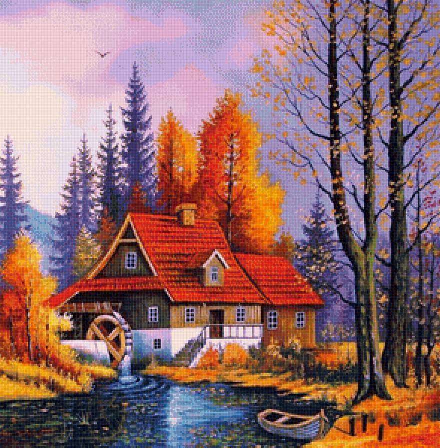 Водяная мельница - природа, пейзаж - предпросмотр