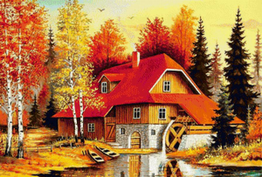 Водяная мельница - пейзаж, природа - предпросмотр