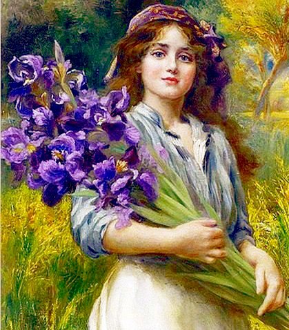 девушка с ирисами - люди, цветы, портреты - оригинал