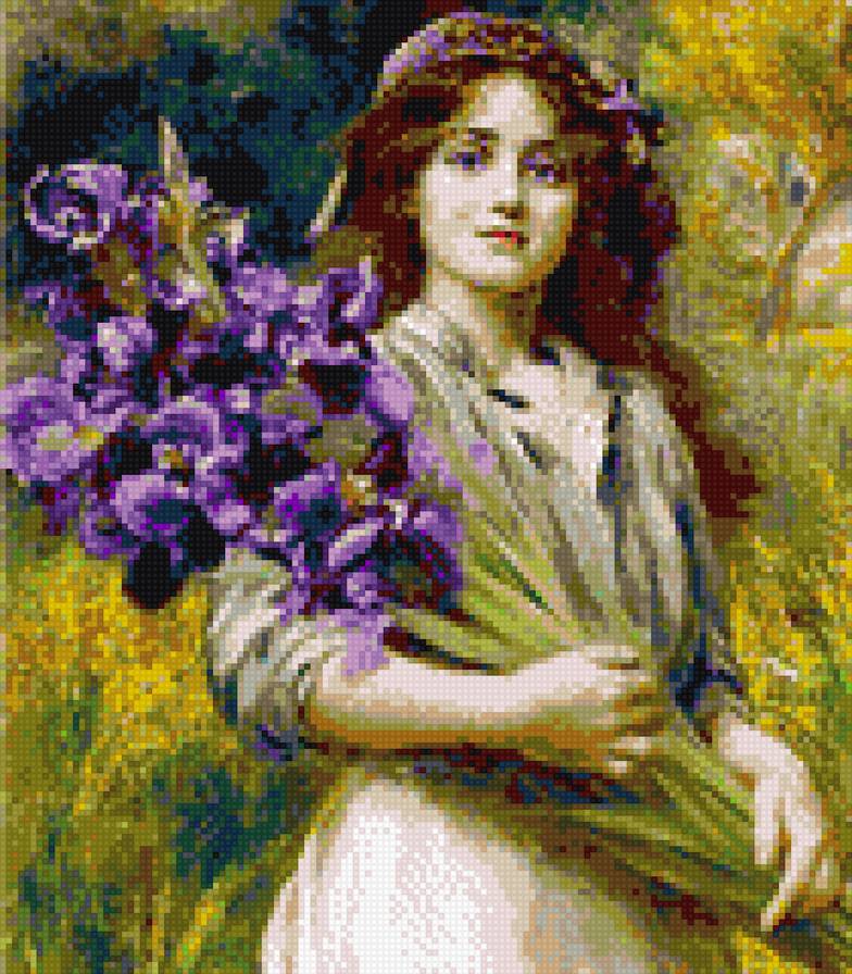 девушка с ирисами - люди, цветы, портреты - предпросмотр