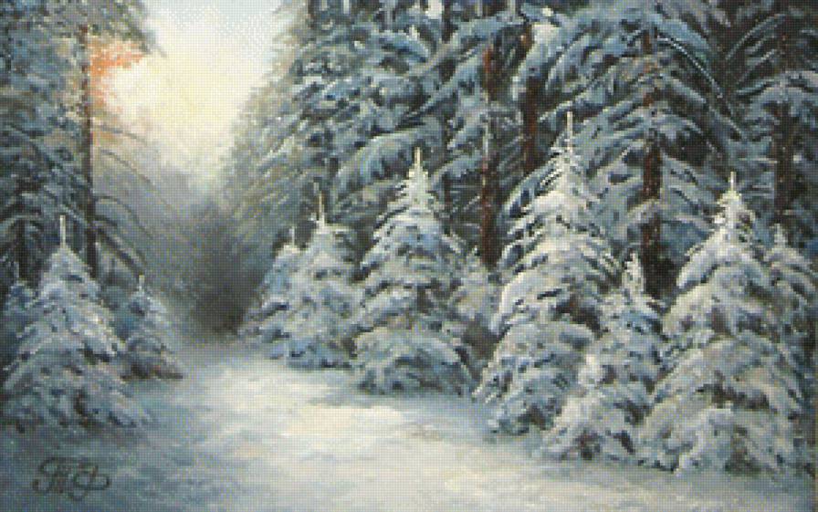 Зимний лес - зима, лес, снег, ели - предпросмотр