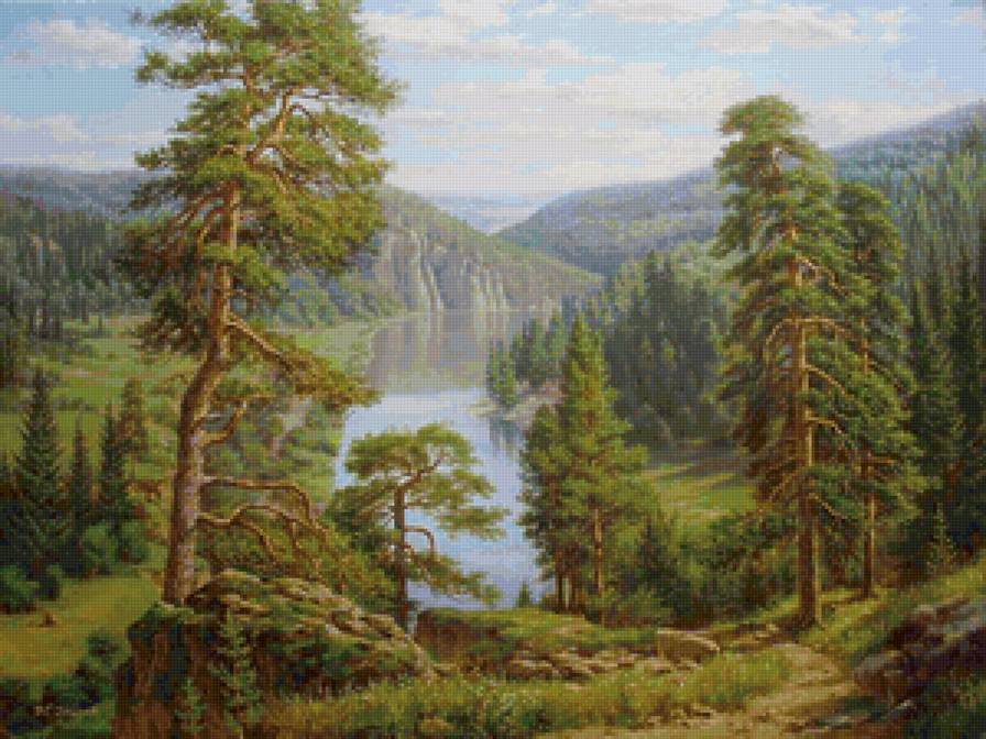 лесное озеро - лето, природа, лес, озеро - предпросмотр