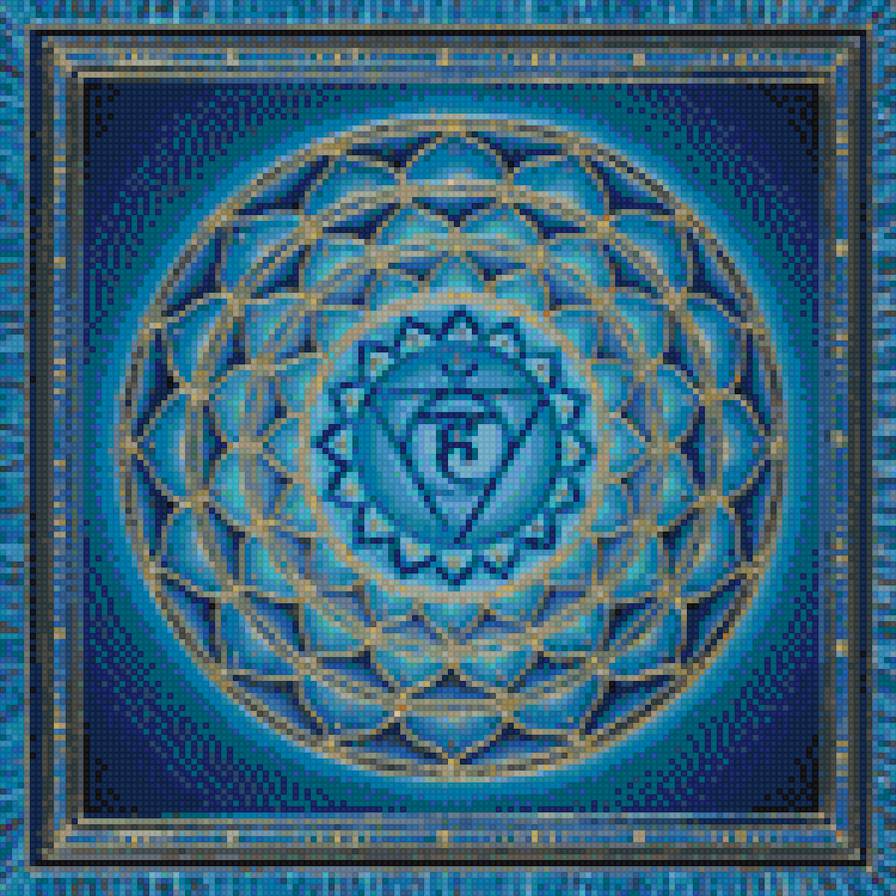 Мандала "Вишуддха" - мандала, горловая чакра, пятая чакра, чакра, вишуддха-чакра - предпросмотр