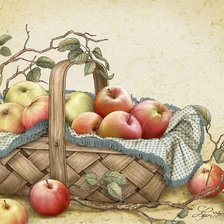 Схема вышивки «лукошко с яблоками»