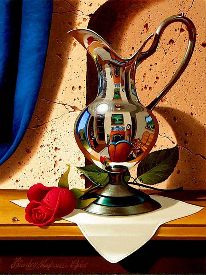Картины STANLEY MAXWELL BRICE - посуда, кувшин, розы, натюрморт - оригинал
