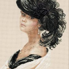 Оригинал схемы вышивки «дама в чёрной шляпе» (№1225103)