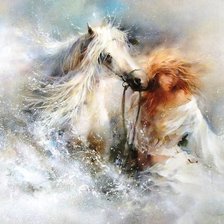 Схема вышивки «Девушка с лошадью»