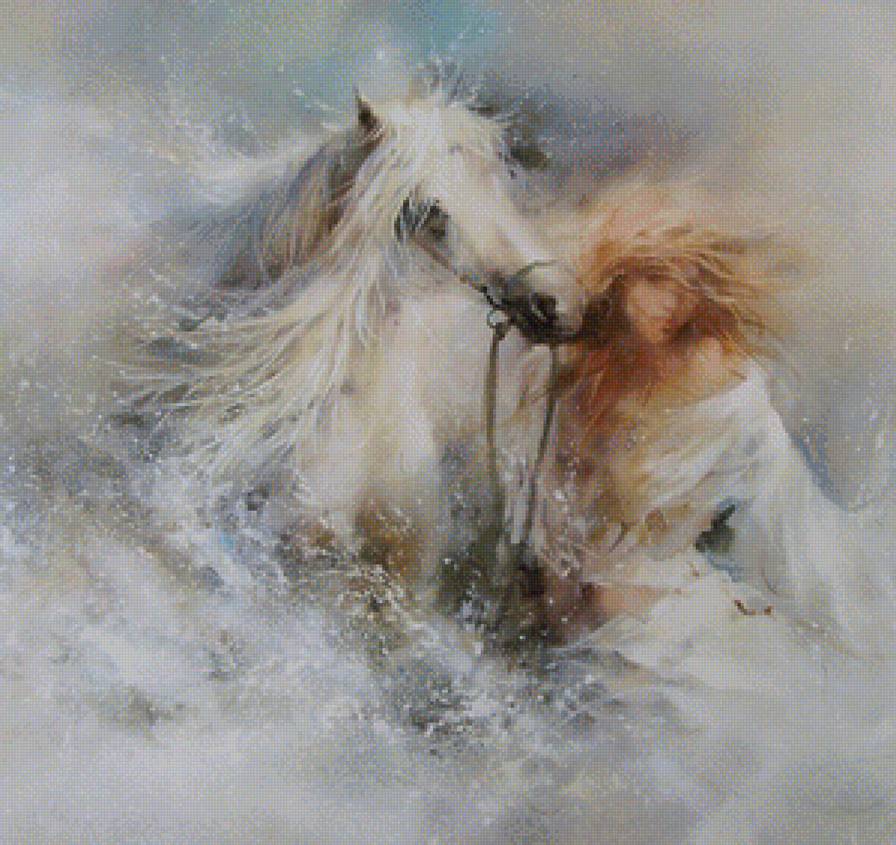 Девушка с лошадью 2 - люди, картина, лошади - предпросмотр