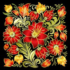 Схема вышивки «Подушка с красными цветами»