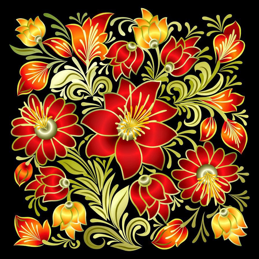 Подушка с красными цветами - подушки - оригинал