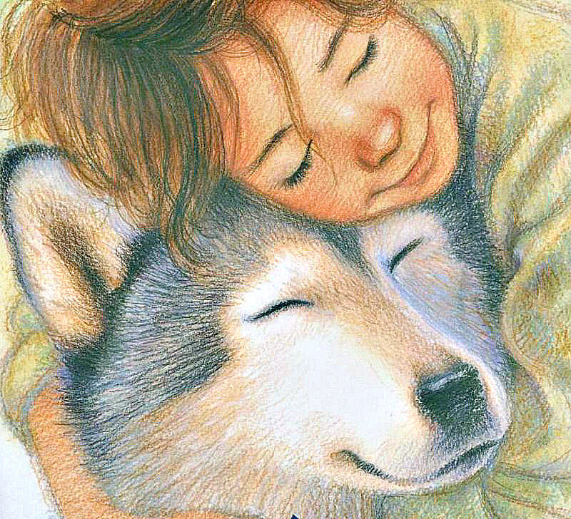 верный друг - ребенок. собака. хаски. дружба - оригинал