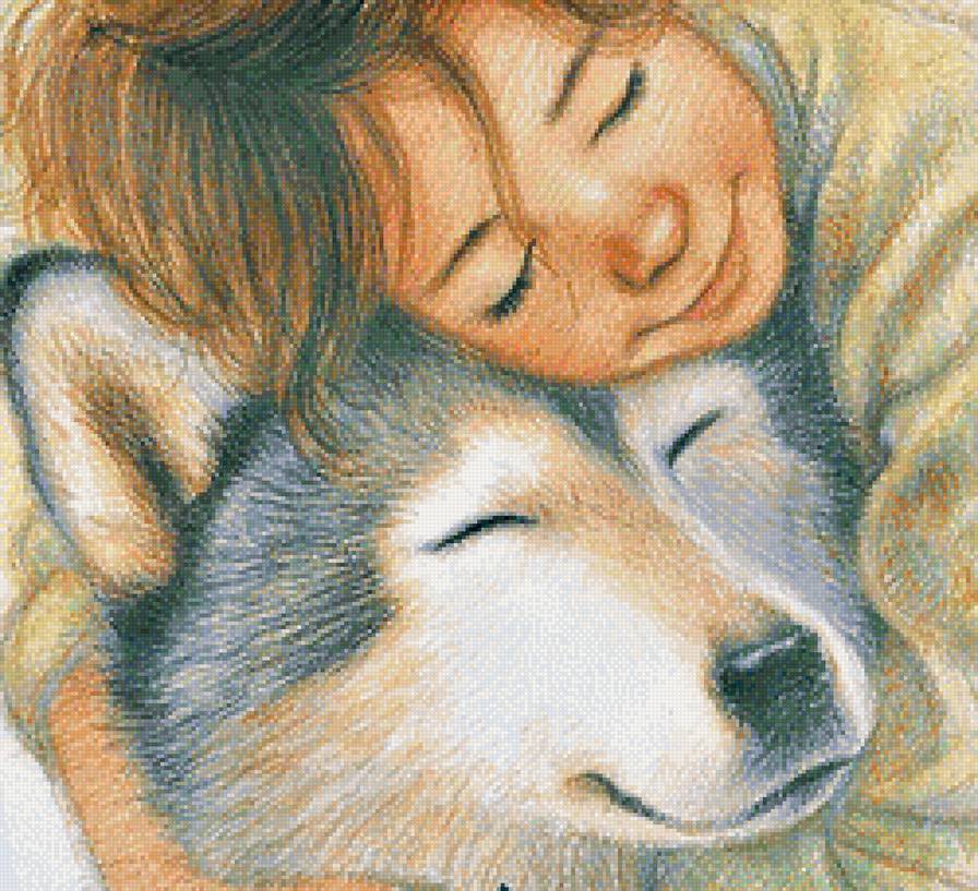 верный друг - ребенок. собака. хаски. дружба - предпросмотр