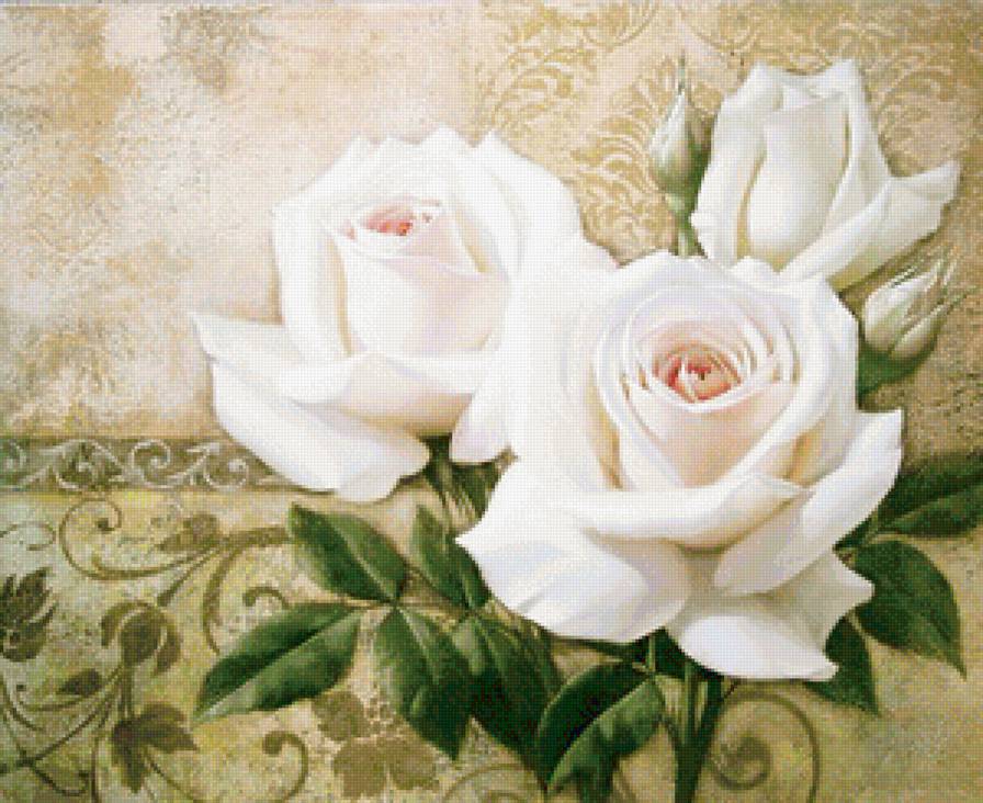 Нежность лепестков - панно, белые розы, роза, букет, розы, цветы, белые цветы, лепестки - предпросмотр