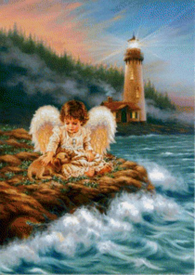 Маяк и ангел - дети, маяк, ангел - предпросмотр