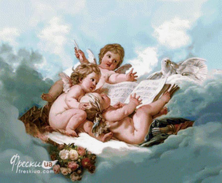 Ангелы - облака, небо, ангелы - предпросмотр
