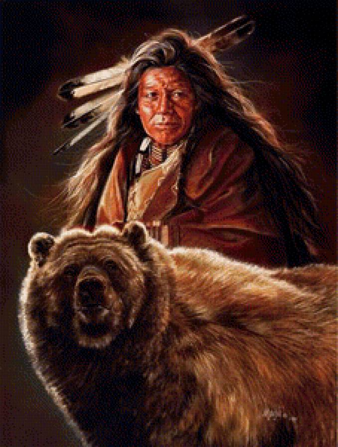 Индеец - медведь, индейцы - предпросмотр