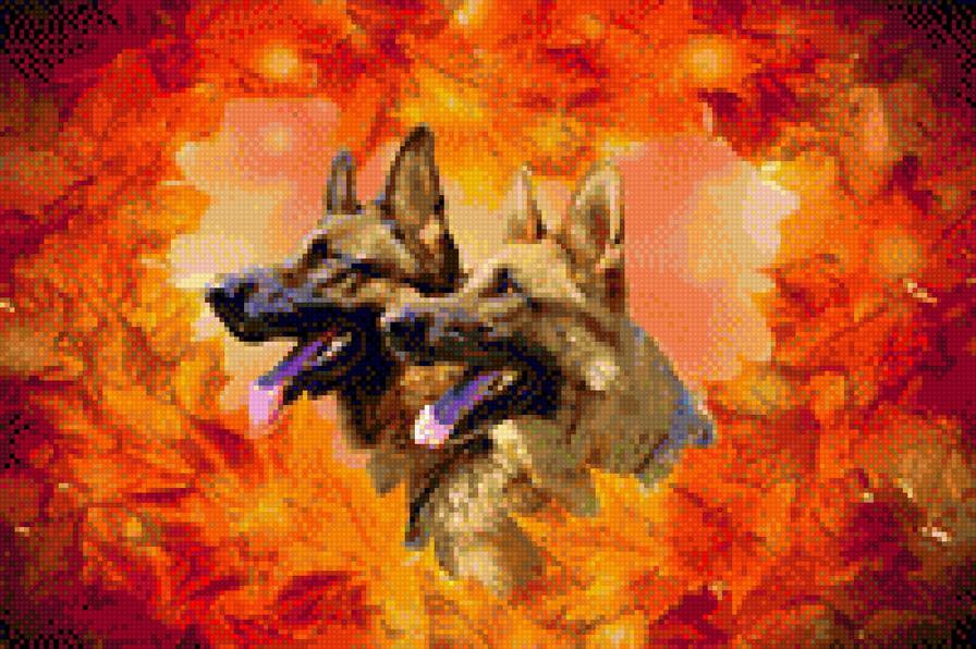 German Shepherds, Autumn - предпросмотр