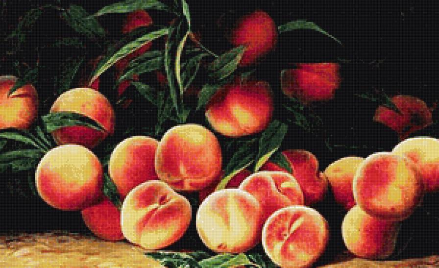 Персики - нектарины, живопись, персик, для кухни, натюрморт, персики, фрукты - предпросмотр