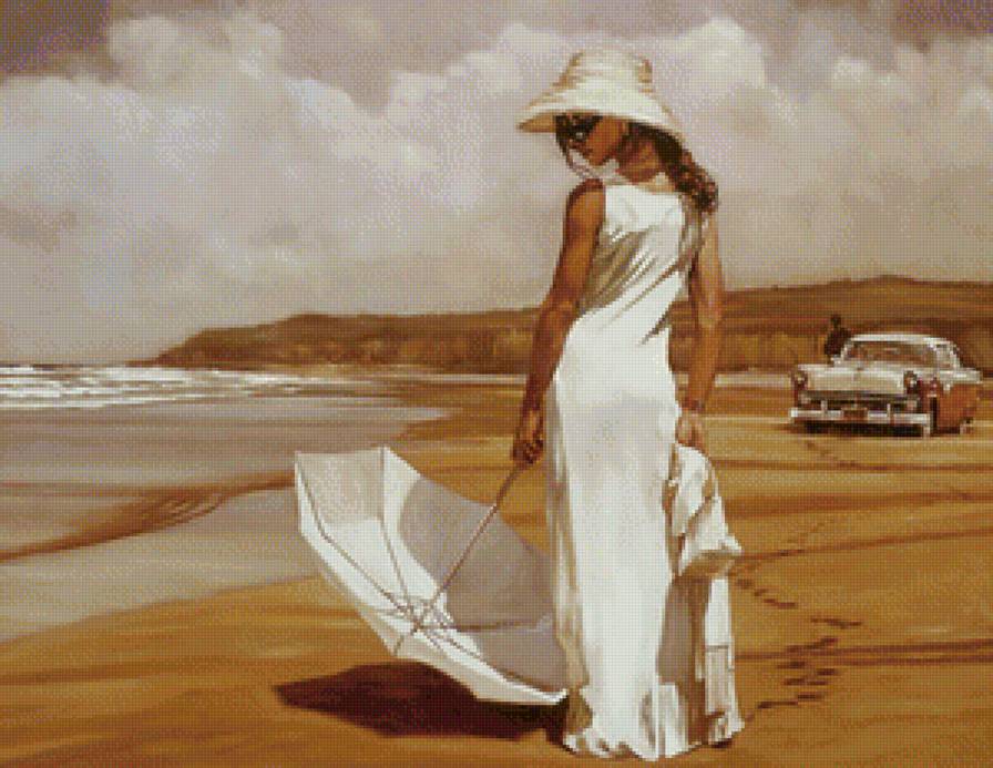 у моря - море, люди, картина - предпросмотр