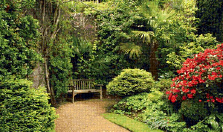 скамейка в парке - скамейка, аллея, парк - предпросмотр