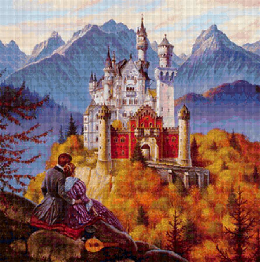 Осенний замок Нойшвайнштайн - замок - предпросмотр