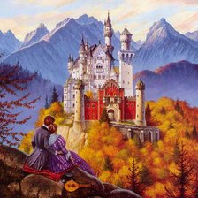 Оригинал схемы вышивки «Осенний замок Нойшвайнштайн» (№1230608)
