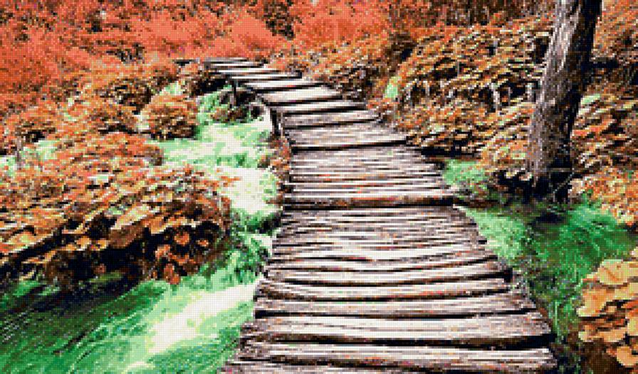 Мостик через речку - вода, мостик, река, лес - предпросмотр