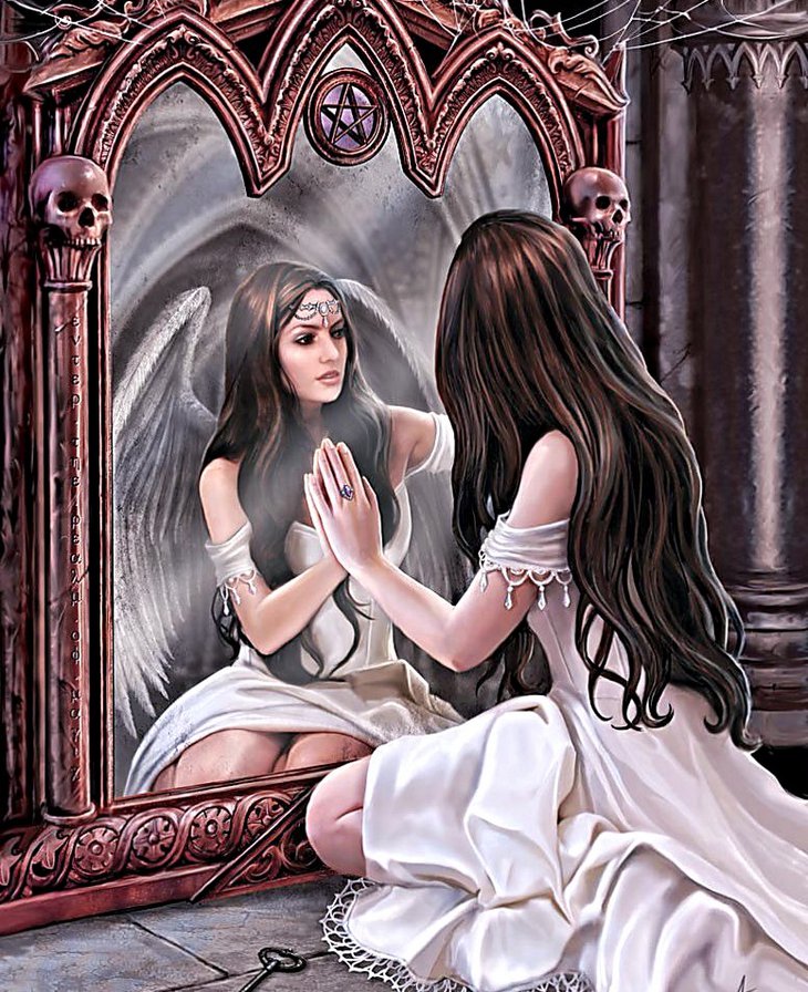 Magic Mirror - зеркало, девушка, фэнтези, ангел - оригинал