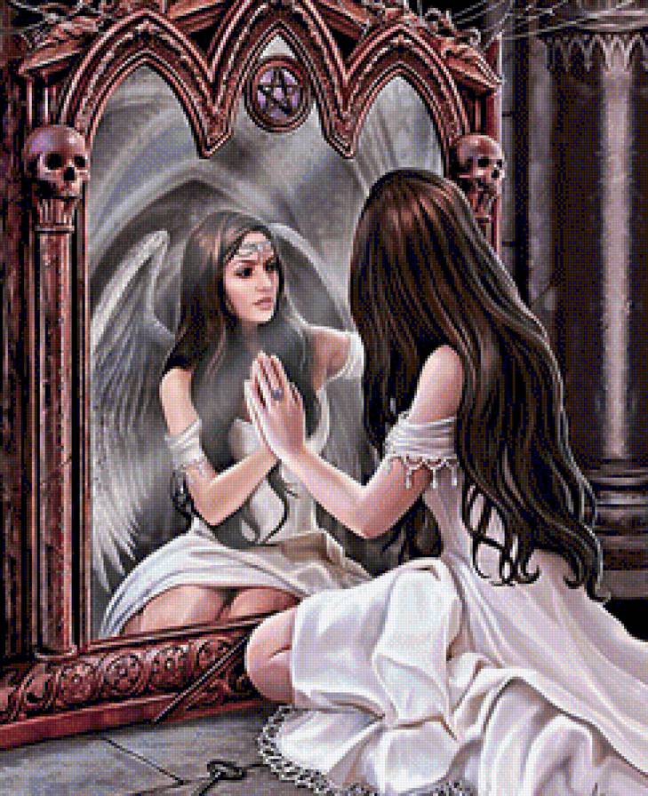 Magic Mirror - зеркало, ангел, фэнтези, девушка - предпросмотр