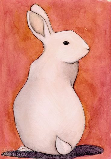 кролик на розовом - кролик, яркие, заяц - оригинал