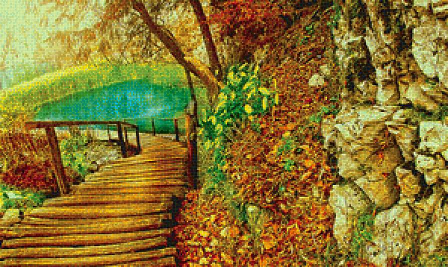 Спуск к озеру - вода, озеро, лес - предпросмотр