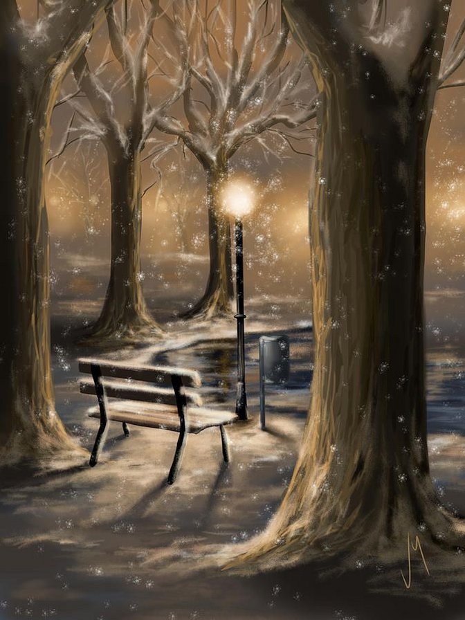 Ночь, фонарь... - фонарь, ночь, снег - оригинал