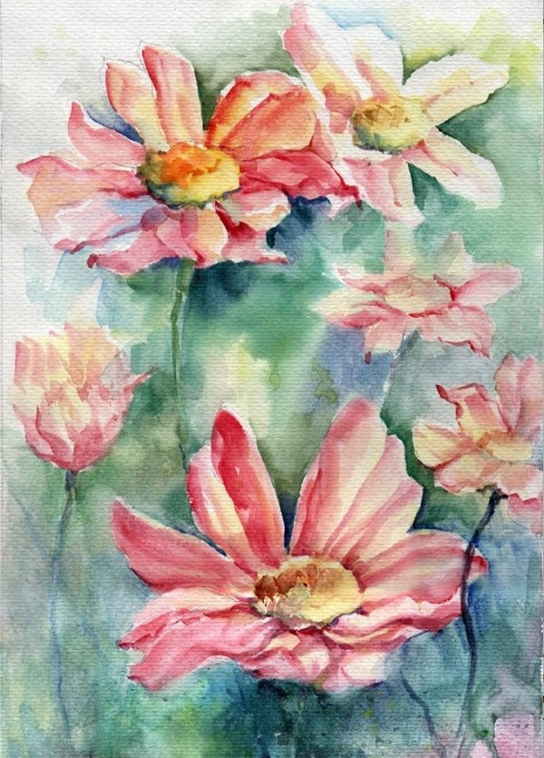 Zhu Haibo - Акварелни цветя - оригинал