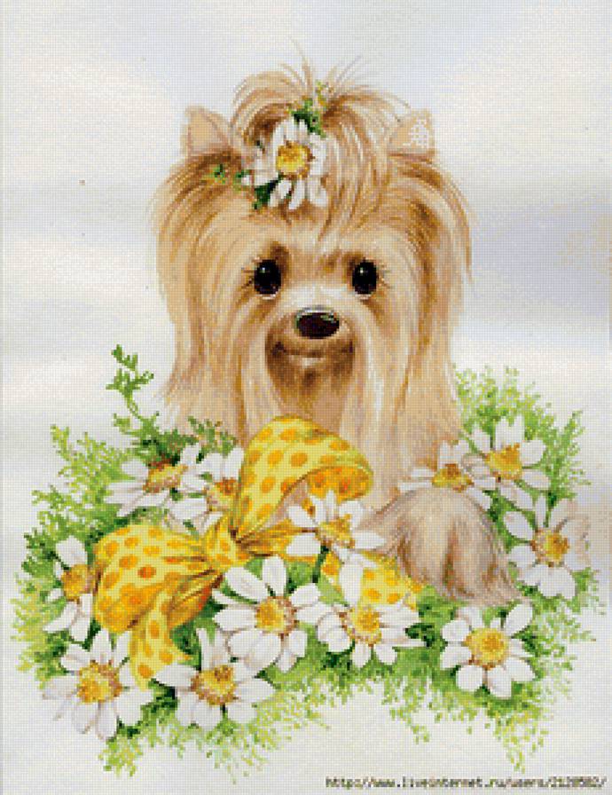собачка в цветах - предпросмотр