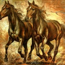 Оригинал схемы вышивки «пара лошадей» (№1235157)