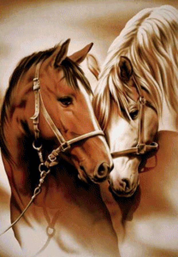 пара лошадей - картина, лошади - предпросмотр