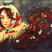 Схема вышивки «девушка зимой»