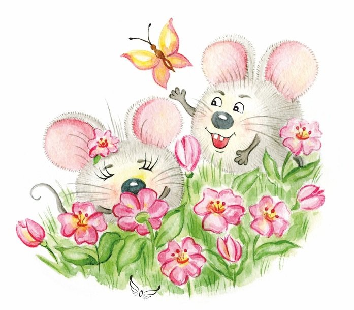 Мышки и бабочка - животные, для детей - оригинал