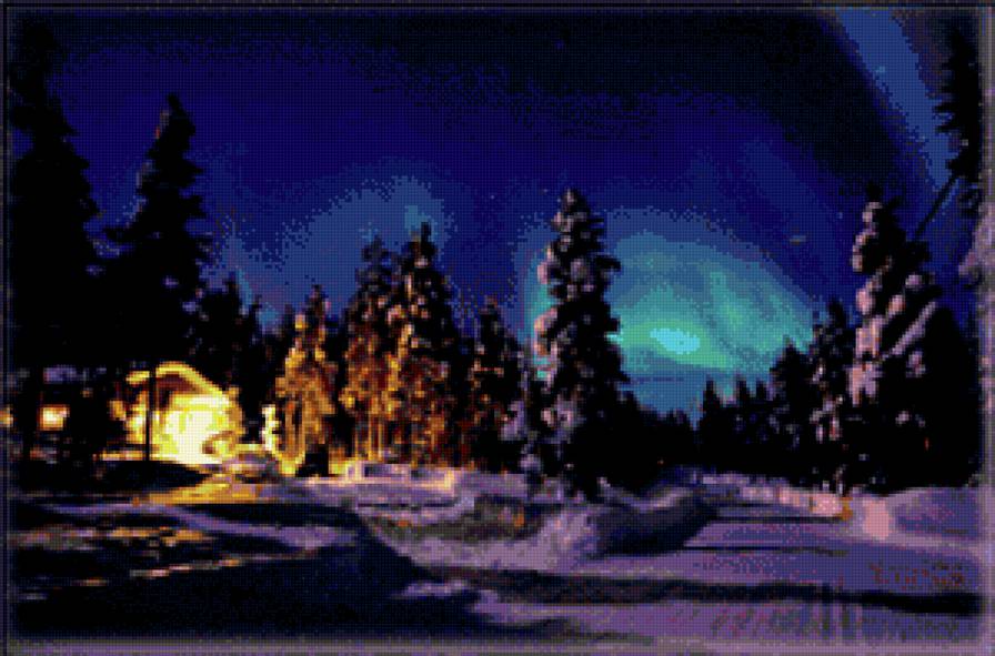 Полярное сияние - зима, север - предпросмотр