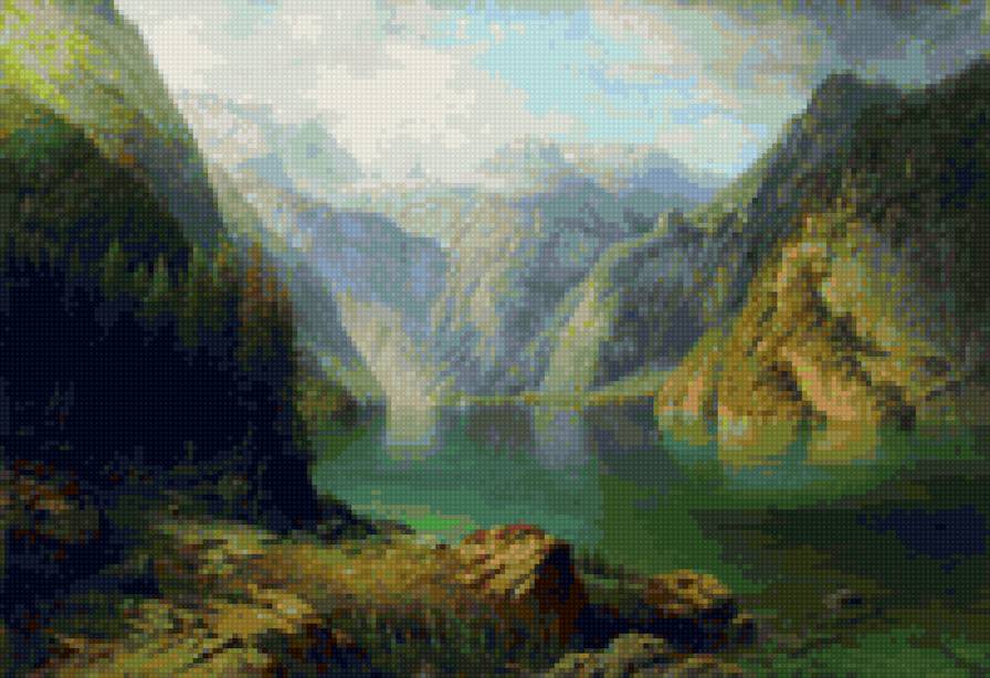 Горное озеро - горный пейзаж - предпросмотр