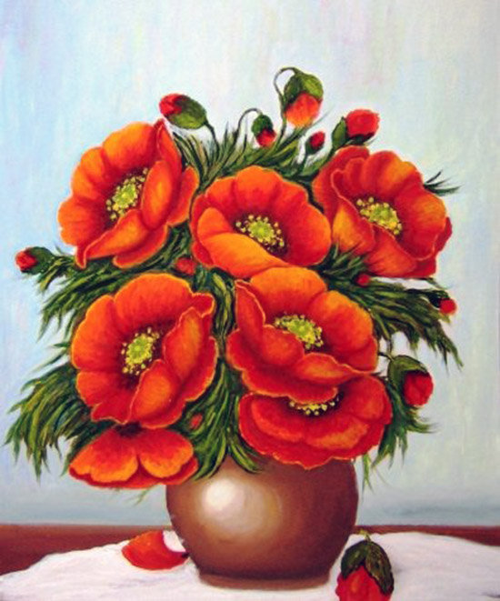 Букет маков - букет, ваза, маки, цветы - оригинал