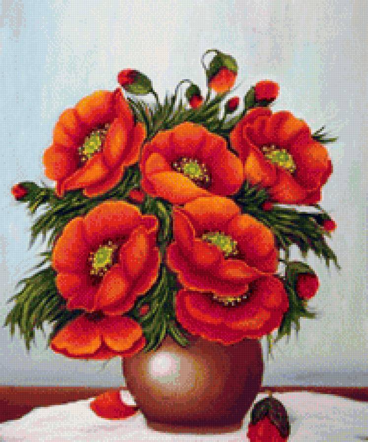 Букет маков - ваза, букет, цветы, маки - предпросмотр