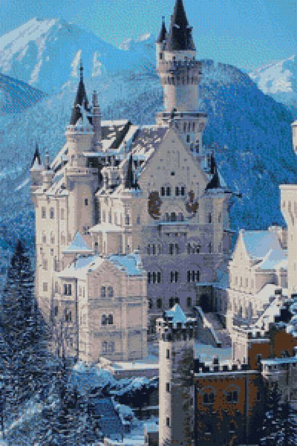 Замок в горах - зима, замок - предпросмотр