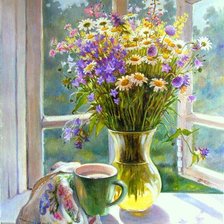 Схема вышивки «bukiet na oknie»