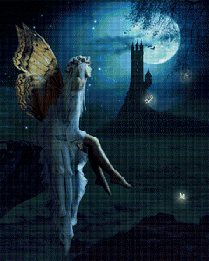 Ночная фея - замок, фея, ночь - предпросмотр