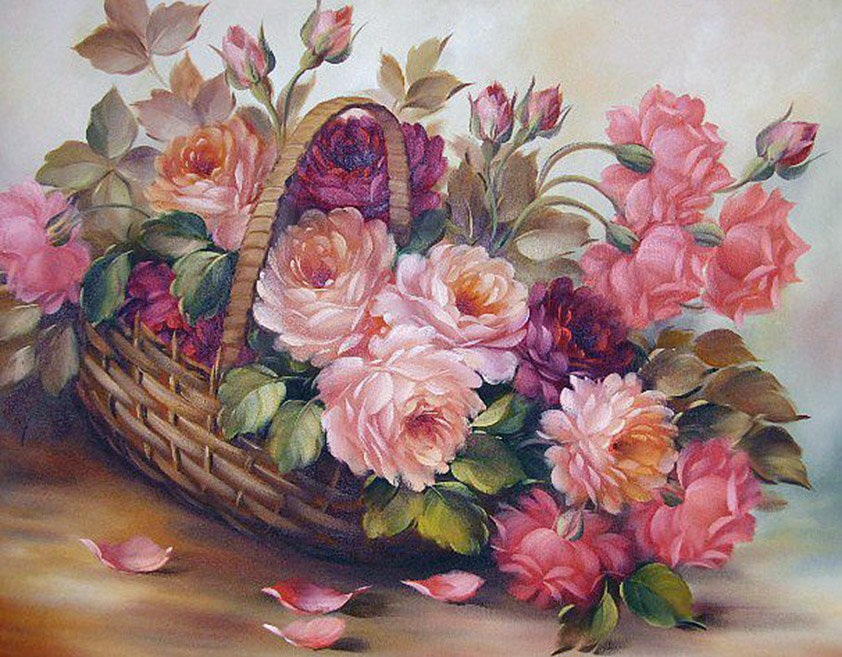 Букет роз - корзина, розы, цветы - оригинал