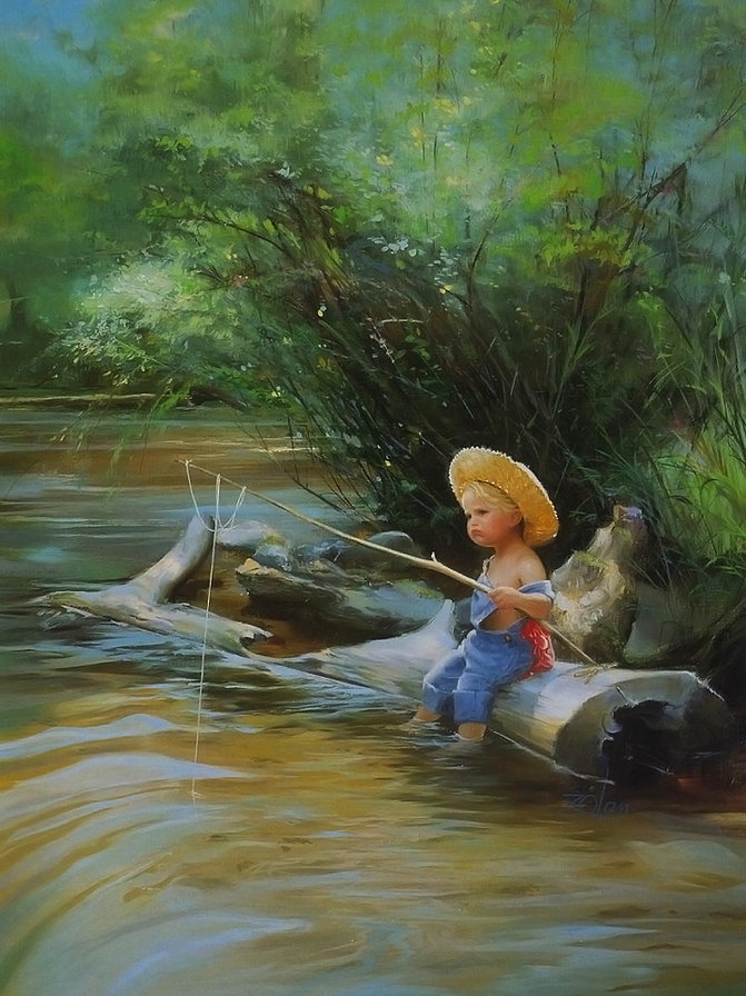 рыбалка - дети, природа - оригинал