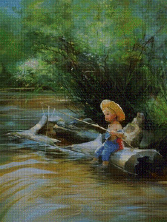 рыбалка - природа, дети - предпросмотр